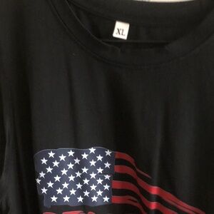 Kids Black T-Shirt with American Flag Graphic